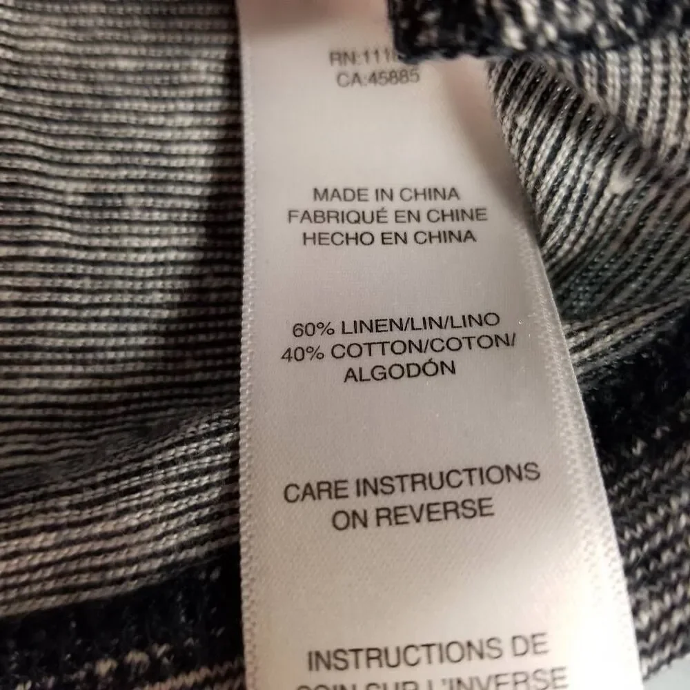 Michael Kors Black and White Short Sleeve Polo Shirt Linen Blend